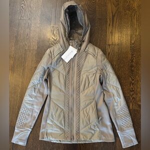 NWT Athleta Rock Ridge Primaloft Quilted Hooded Jacket - Taupe SP